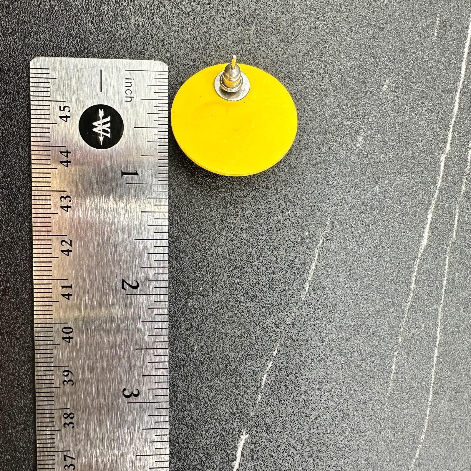 Vintage Yellow Aluminium Coated Concentric Swirl Spiral Post Dangle Earrings - Thumbnail 8