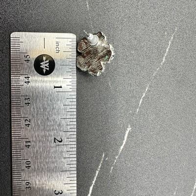 Vintage 90s Silver Tone Red Glitter Flower Stud Earrings Faux Pearl Center Post - Thumbnail 12