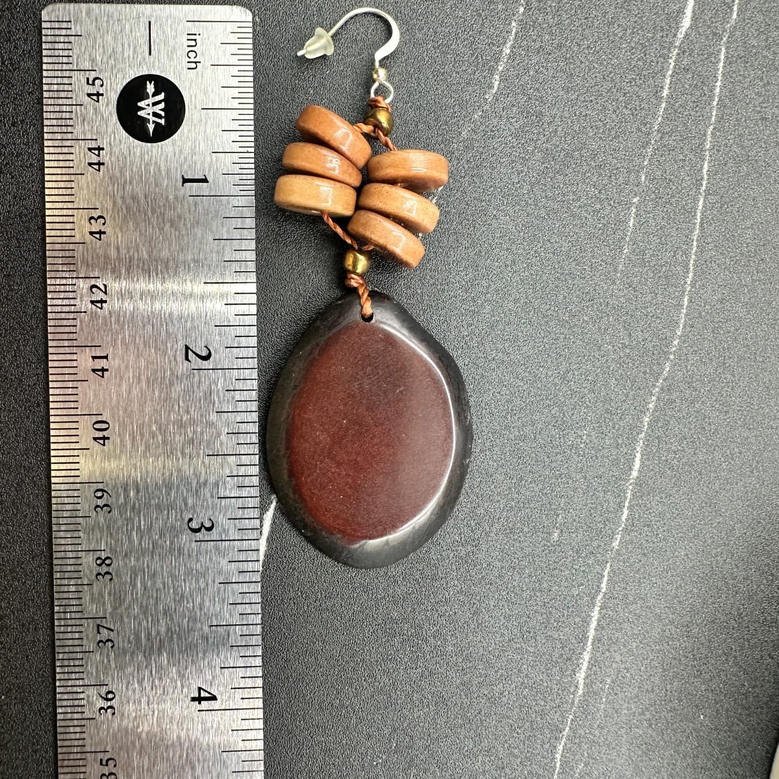Contemporary Brown Bohemian Classic Cord Rustic Beaded Dangle Fish Hook Earrings - Thumbnail 13
