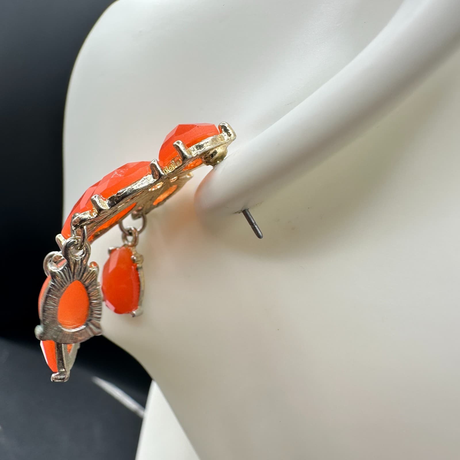Vintage Handmade Women's Orange Leaf Glass Beauty Fashion Dangle/Drop Earrings - Thumbnail 5
