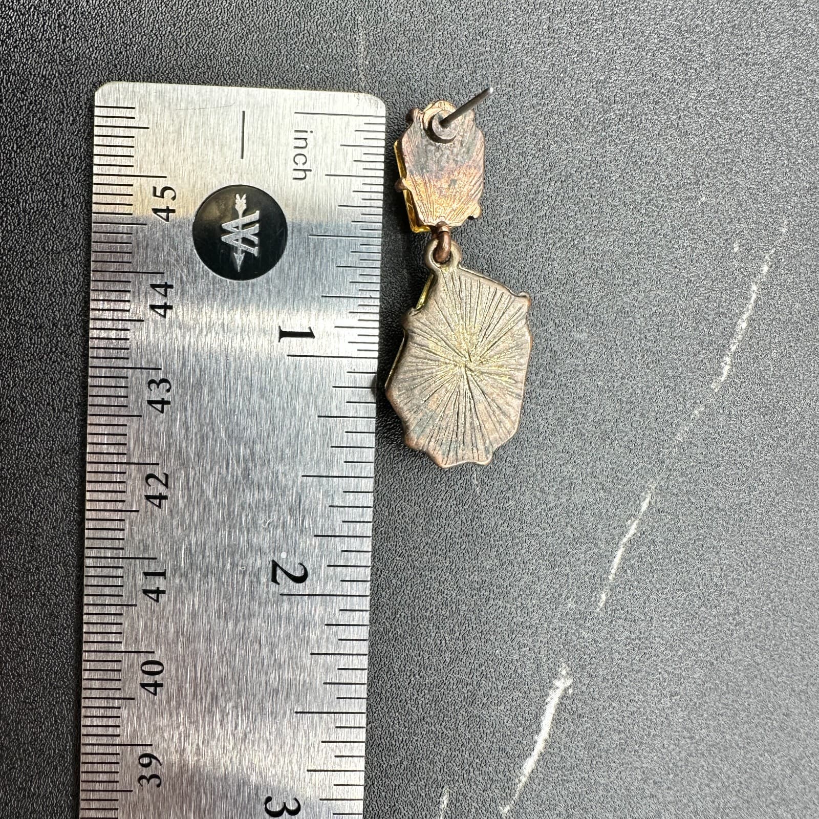 Vintage Amber Brown Geometric Faceted Kite Dangle Clip-On Earrings 1.5 Inch - Thumbnail 12