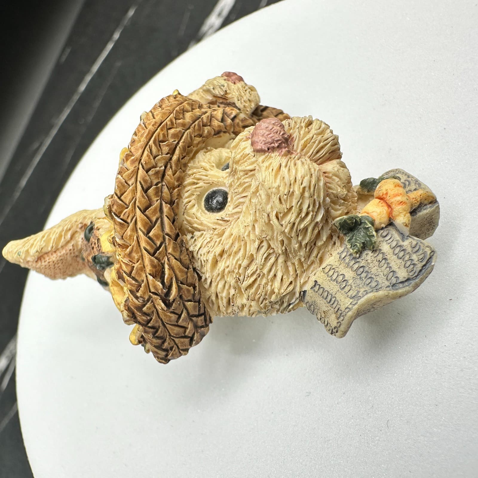 Vintage Boys Bears Daphne Straw Hat Rabbit With Carrot Bear wear Brooch Pin 2 In - Thumbnail 3