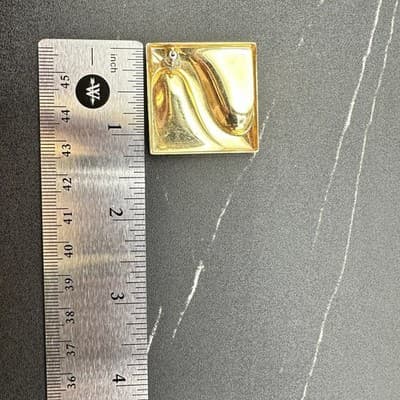 VTG Purple Gold Abstract Enamel Stud Earring Square Retro Art Deco Style Jewelry - Thumbnail 10