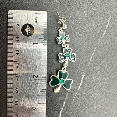 Shamrock Dangle Earrings Green Enamel St. Patrick's Day Lucky Irish - Thumbnail 9