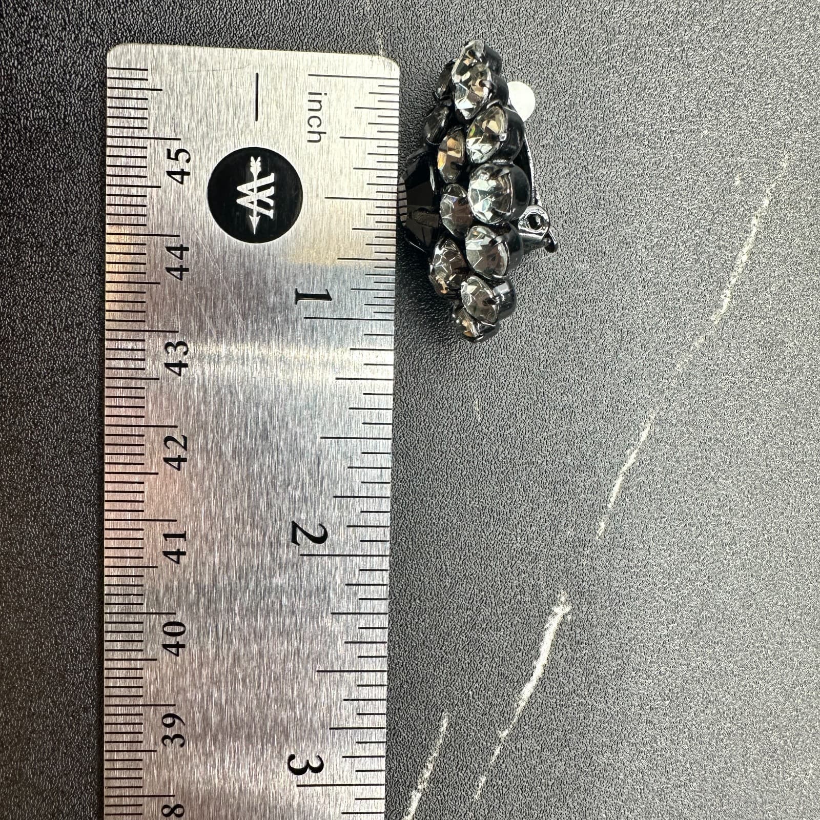 Vintage Black Rhinestone Cluster Earrings Glam Retro Statement - Thumbnail 6