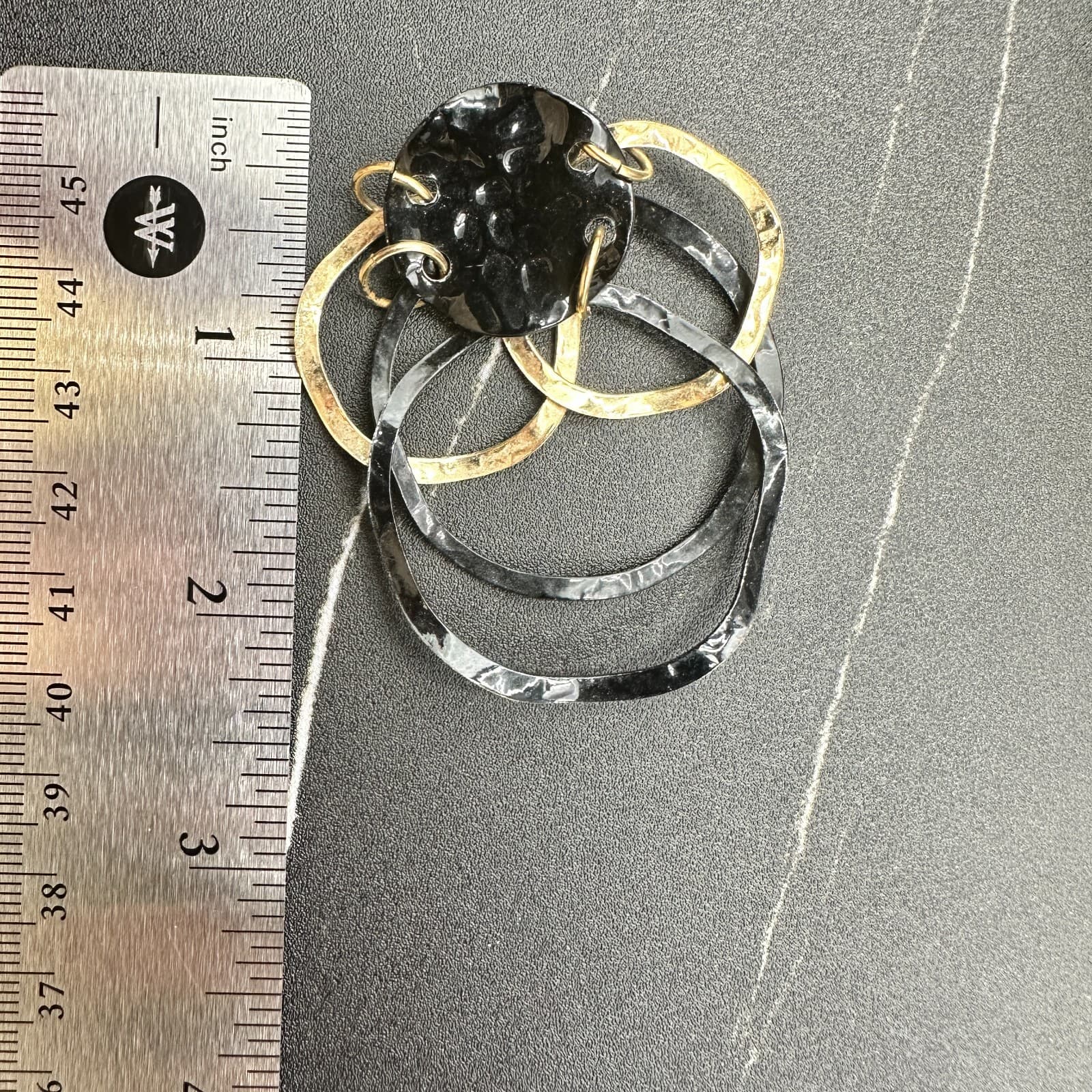 Vintage Y2K Black Gold Geometric Link Hoop Earrings Boho Statement Drop Earrings - Thumbnail 8