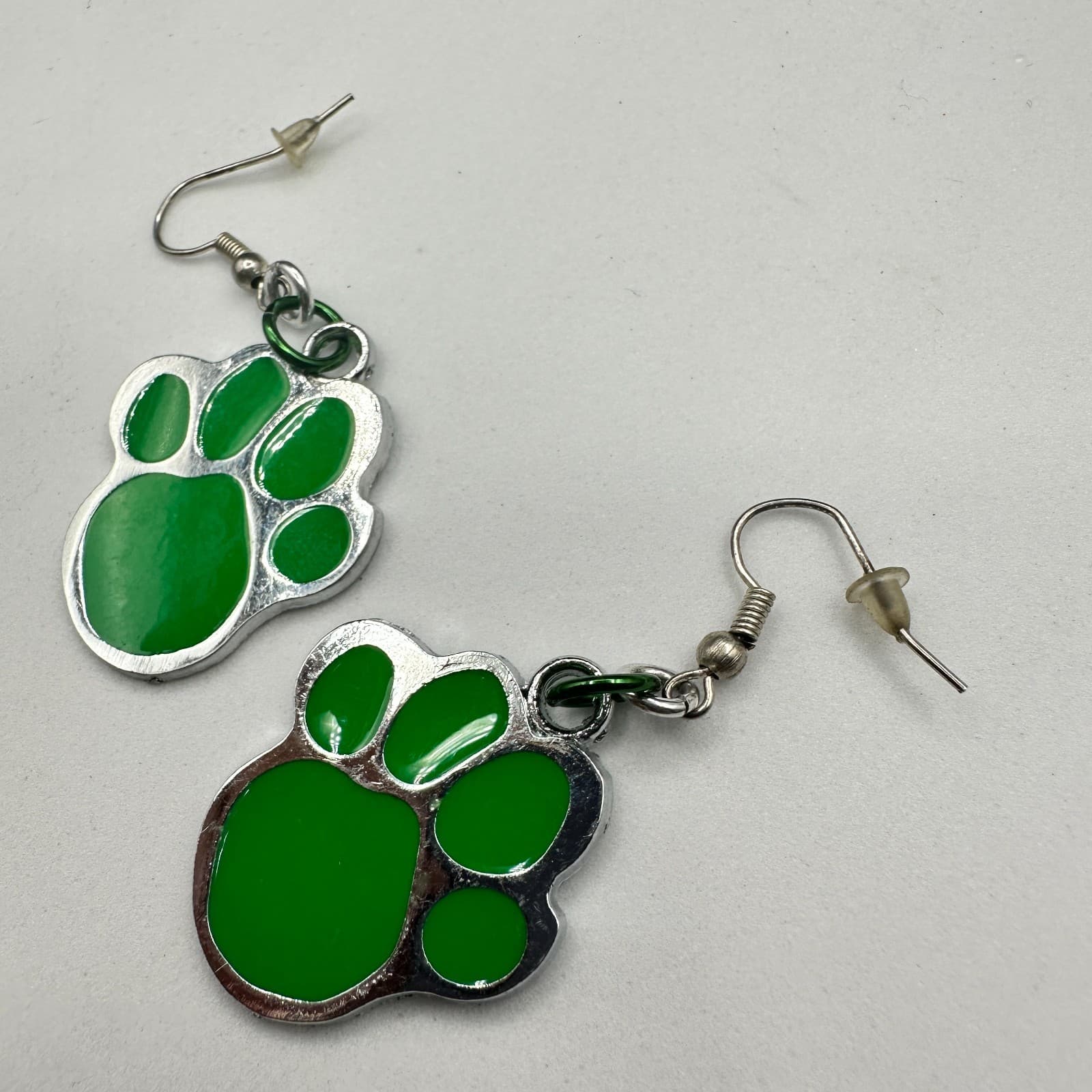Green Paw Print Dangle Earrings Pet Lover Cute Casual Style - Thumbnail 10