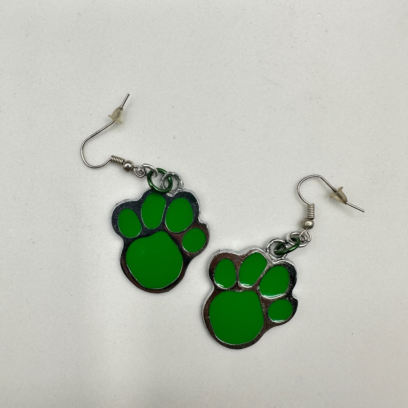 Green Paw Print Dangle Earrings Pet Lover Cute Casual Style - Thumbnail 8
