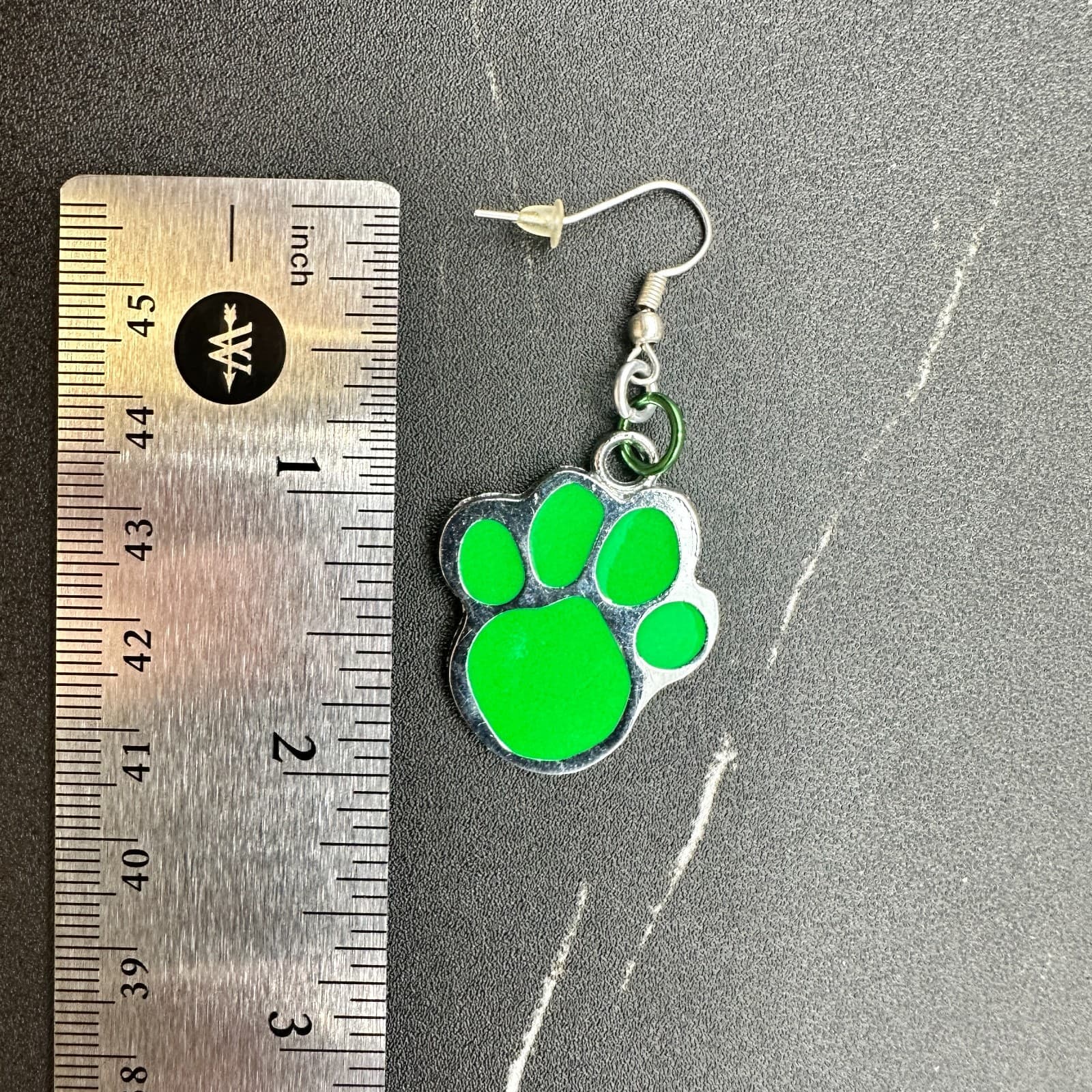 Green Paw Print Dangle Earrings Pet Lover Cute Casual Style - Thumbnail 12