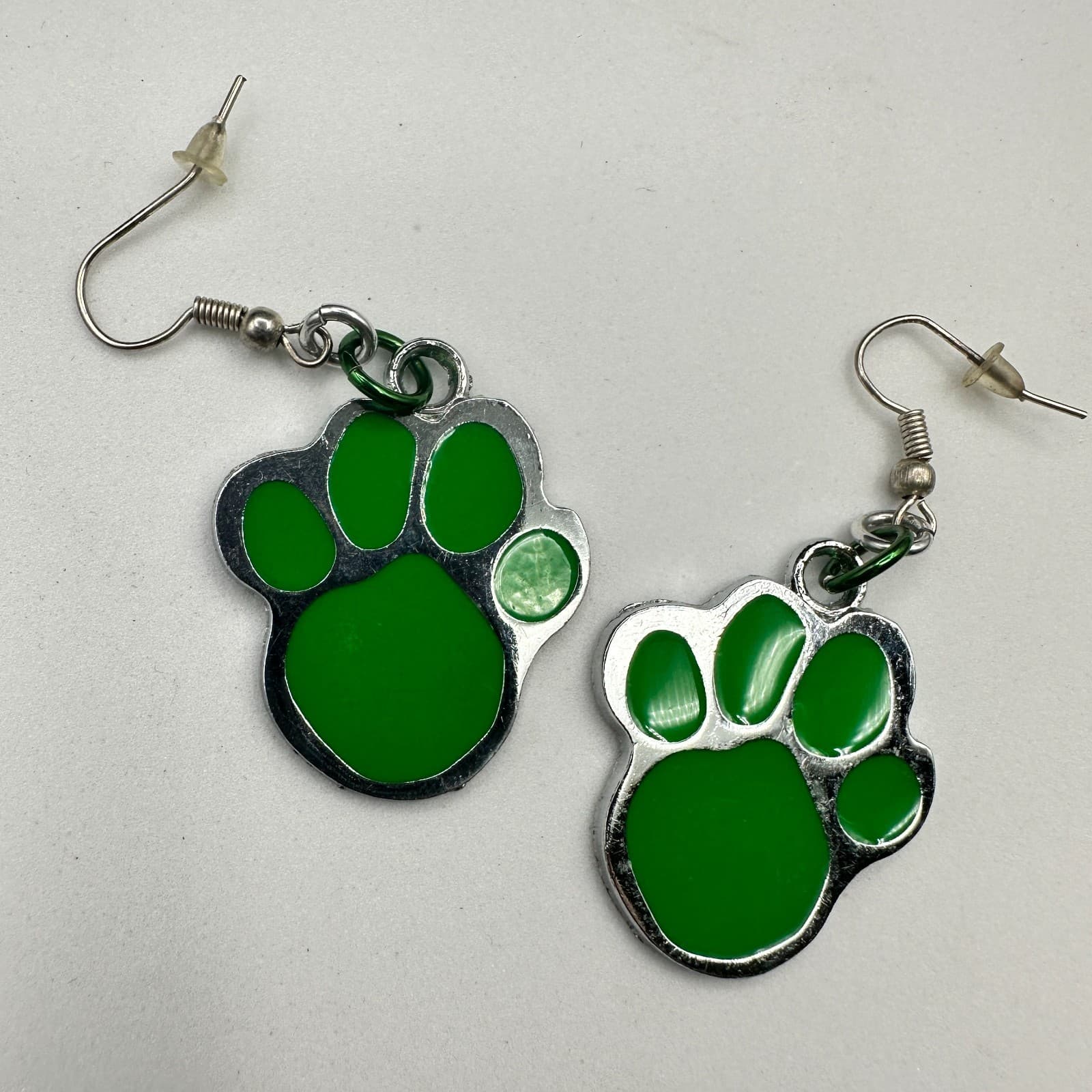 Green Paw Print Dangle Earrings Pet Lover Cute Casual Style - Thumbnail 9