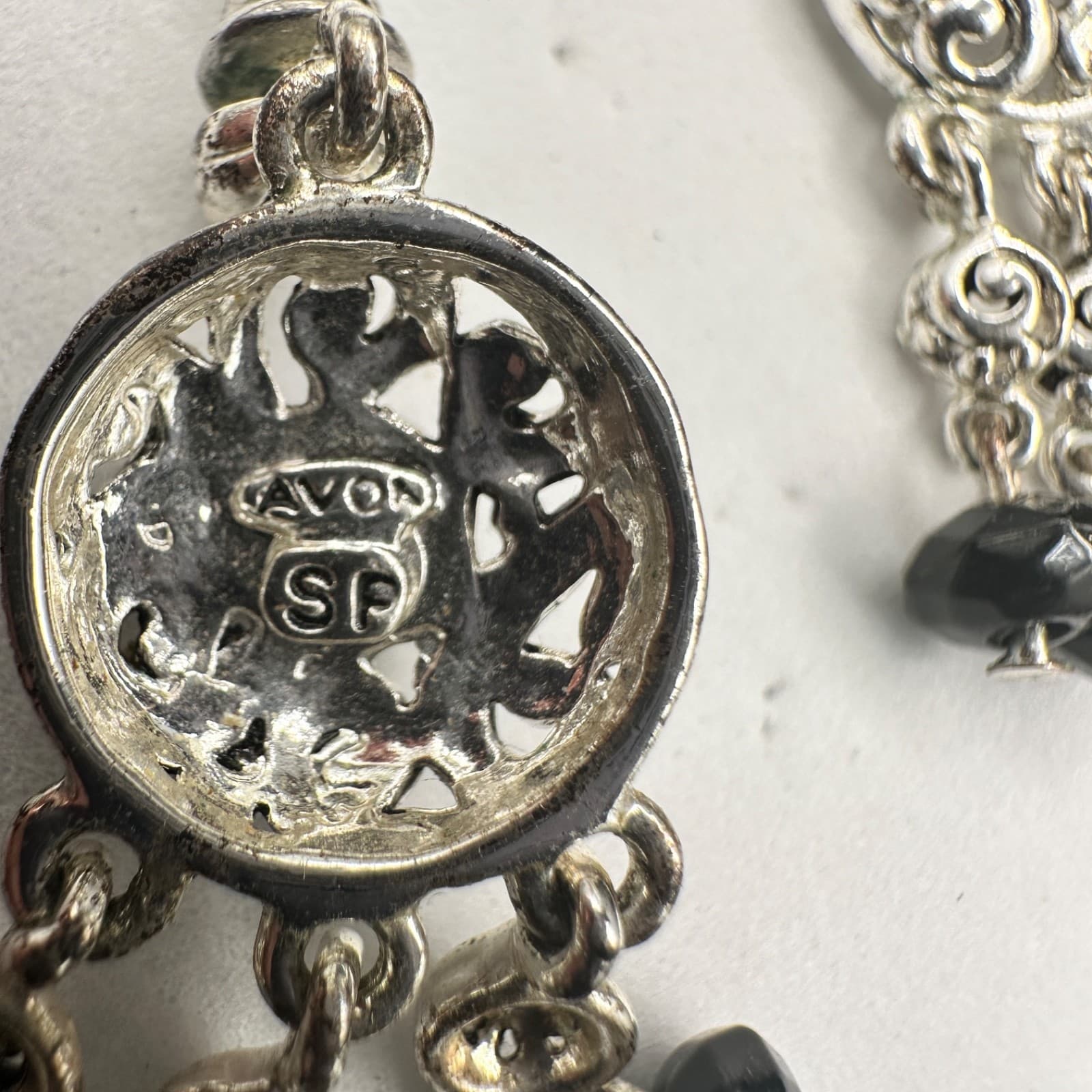 Avon VTG Silver Tone Filigree Dangle Earrings Black Beads Boho Statement Jewelry - Thumbnail 12