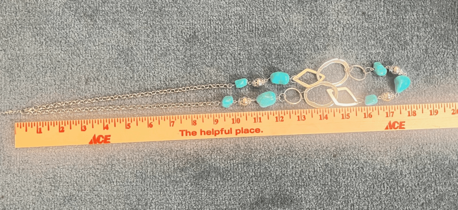 Vintage Y2K Silver Tone Statement Turquoise Beads Nugget Link Necklace Jewellery - Thumbnail 10