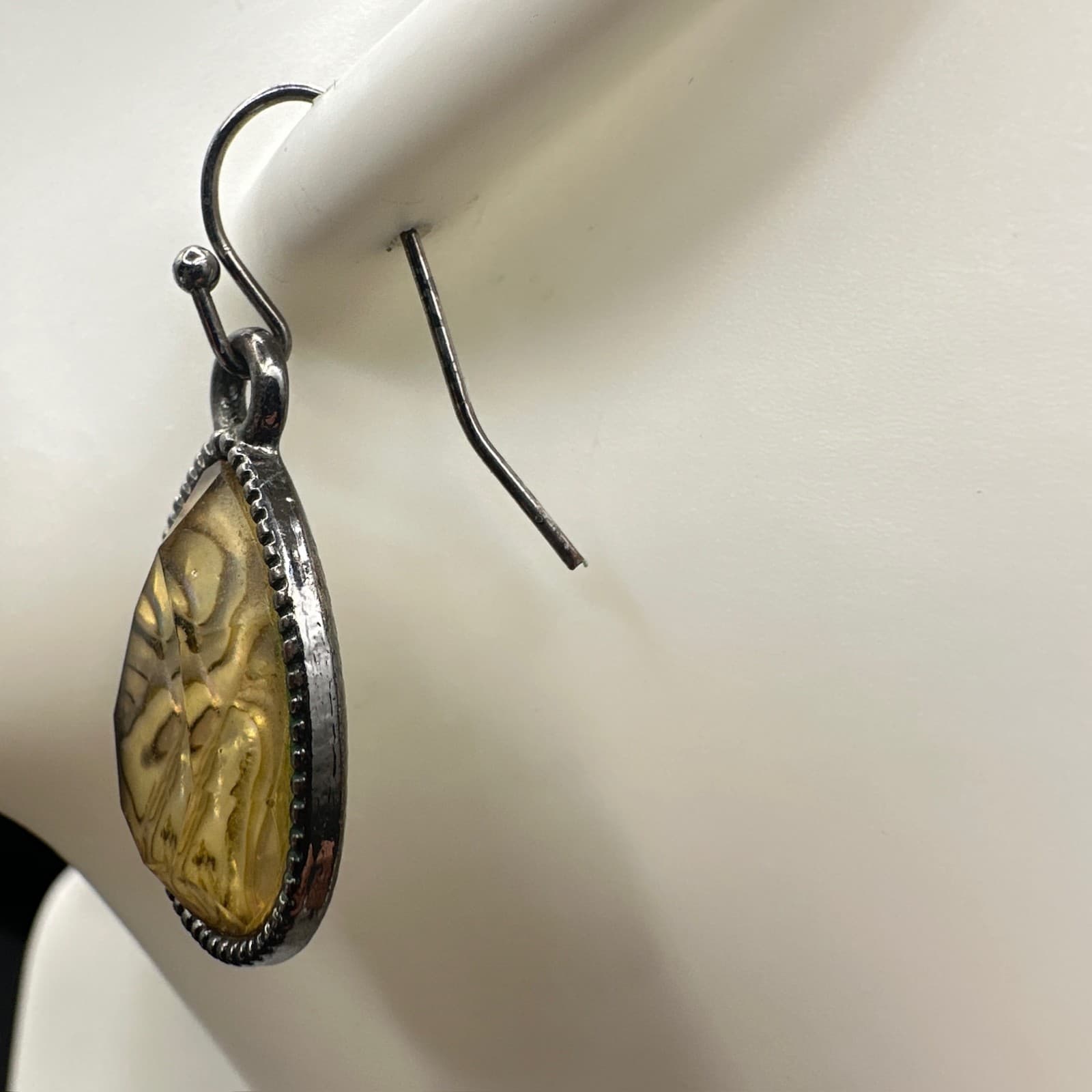 Vintage Teardrop Dangle Earrings Abalone Shell Inlay Women's Jewellery - Thumbnail 5