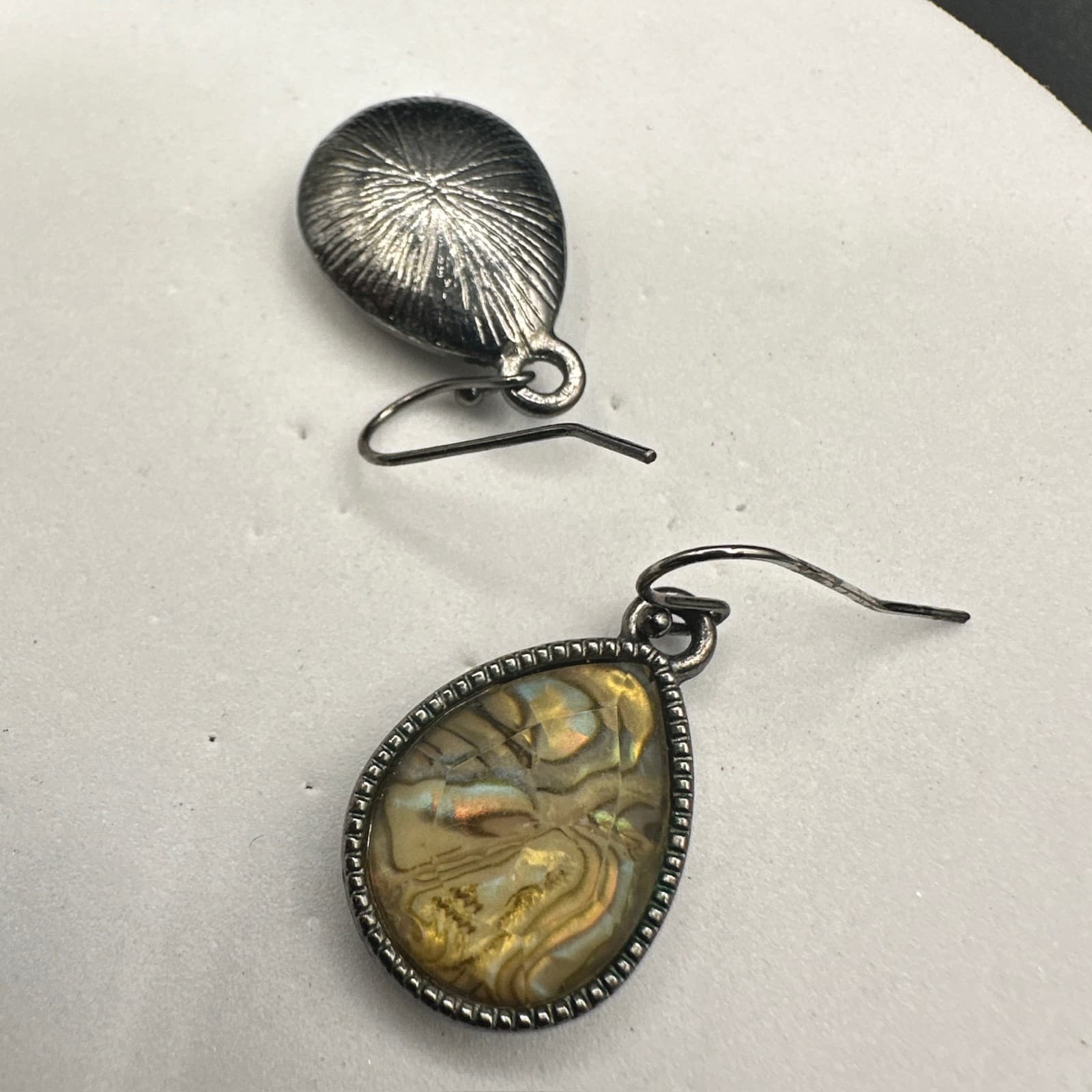 Vintage Teardrop Dangle Earrings Abalone Shell Inlay Women's Jewellery - Thumbnail 9