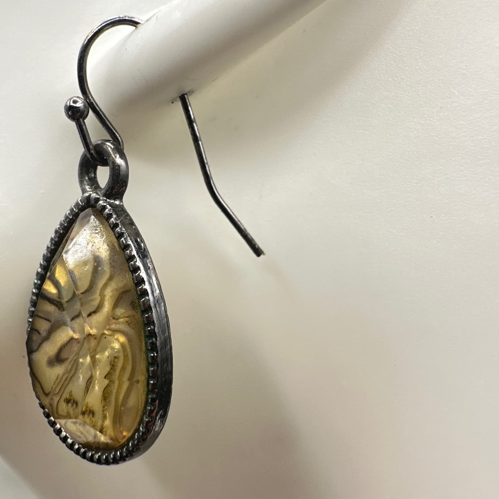Vintage Teardrop Dangle Earrings Abalone Shell Inlay Women's Jewellery - Thumbnail 4