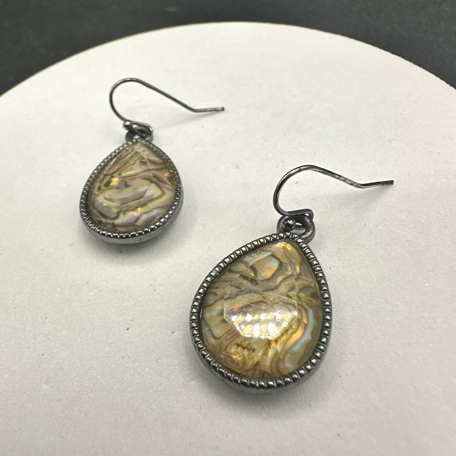 Vintage Teardrop Dangle Earrings Abalone Shell Inlay Women's Jewellery - Thumbnail 8
