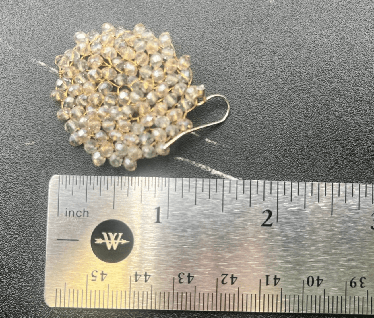 Vintage Y2K Cluster Dangle Earrings Nude Crystal Seed Beaded Jewellery - Thumbnail 9