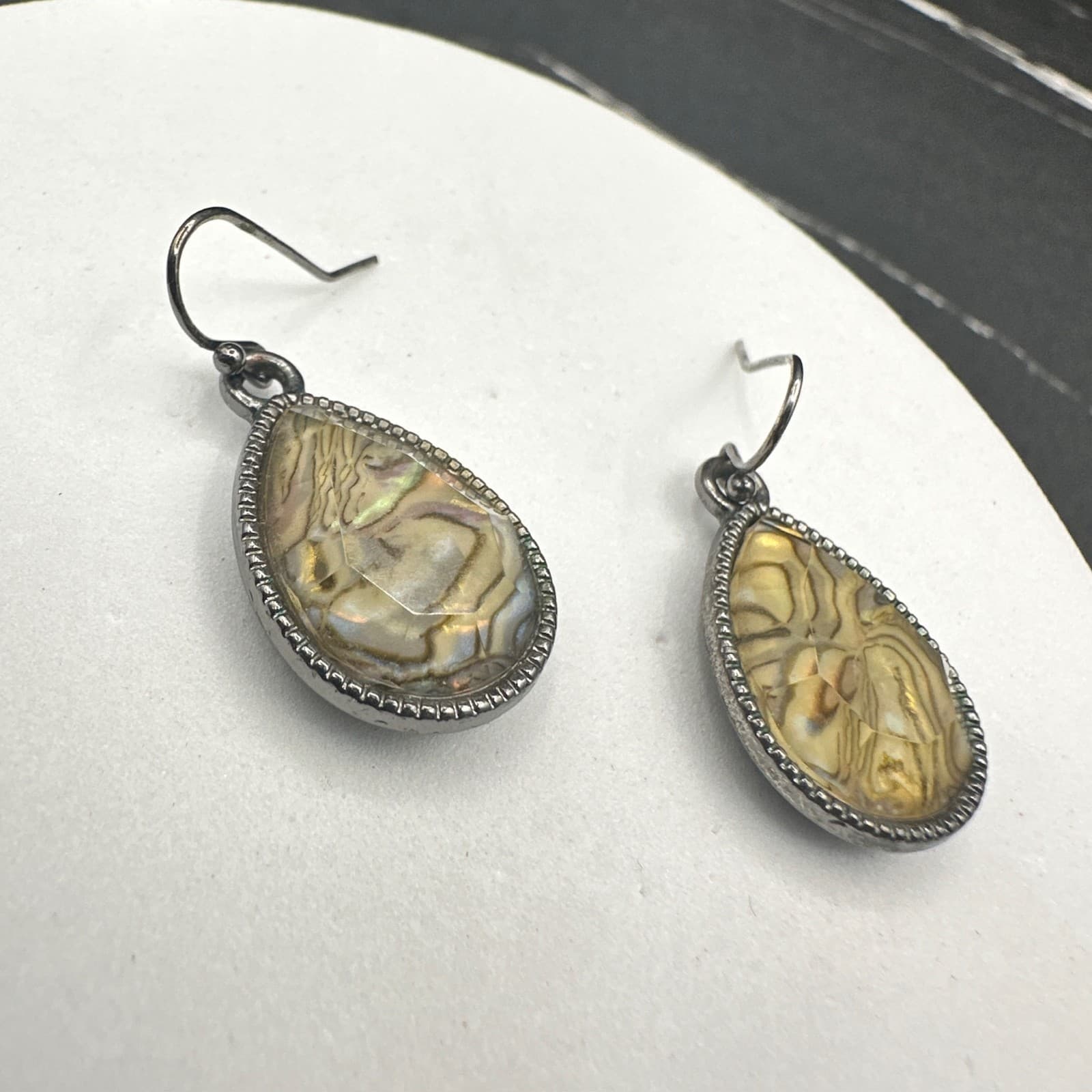 Vintage Teardrop Dangle Earrings Abalone Shell Inlay Women's Jewellery - Thumbnail 7