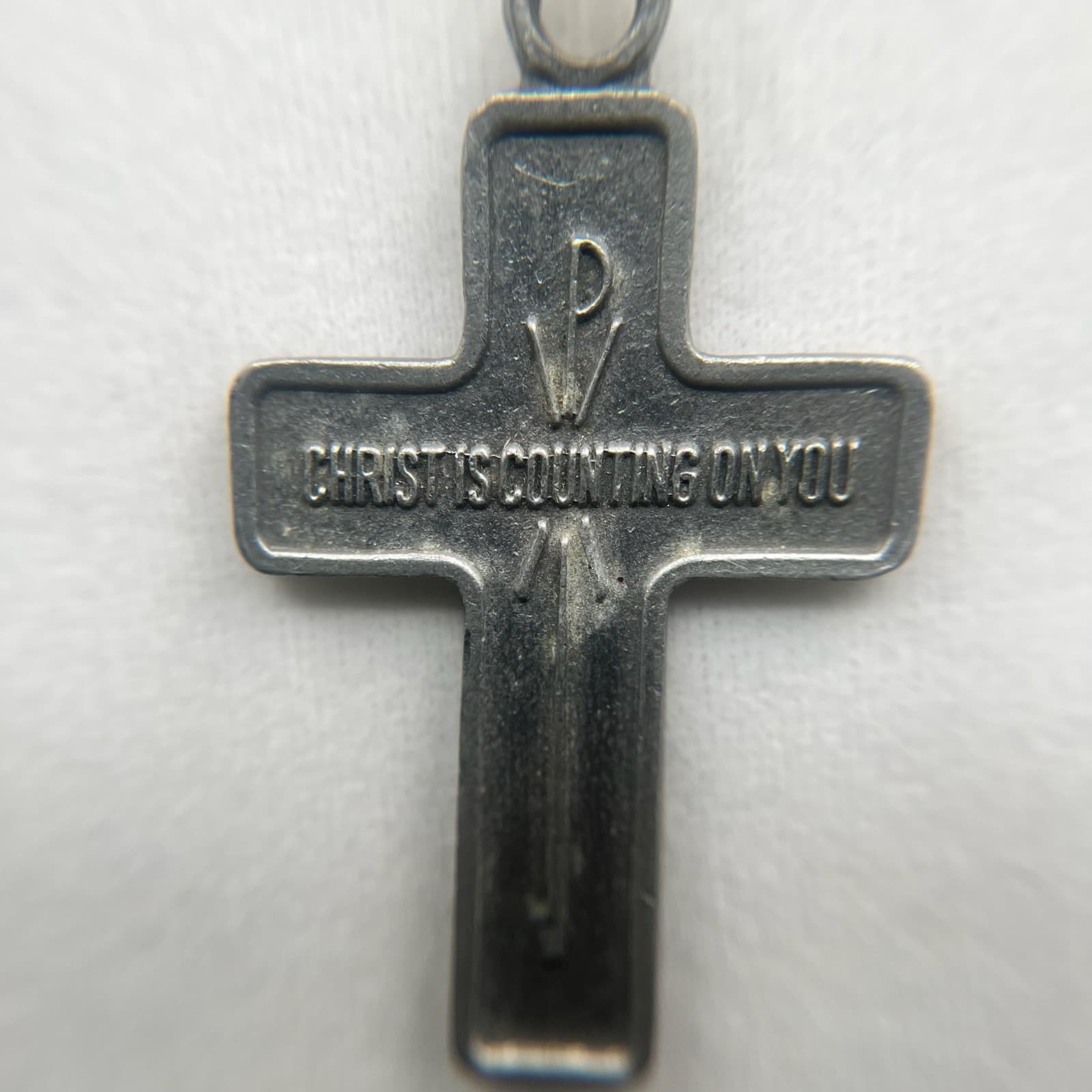 Vintage Style Cross Pendant Necklace Gunmetal Tone Butterfly Religious Charm - Thumbnail 7