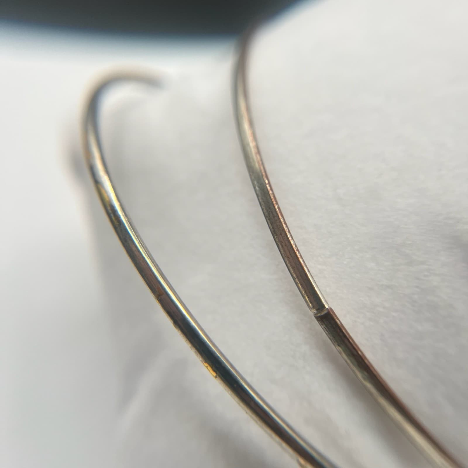 Vintage Set of 2 Thin Bangle Bracelet Silver Tone Stacking Simple Jewellery - Thumbnail 4
