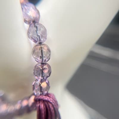 Vintage Lavender Crystal Bracelet Stretch Faceted Bead Tassel Jewellery - Thumbnail 5