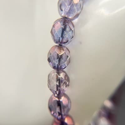 Vintage Lavender Crystal Bracelet Stretch Faceted Bead Tassel Jewellery - Thumbnail 6