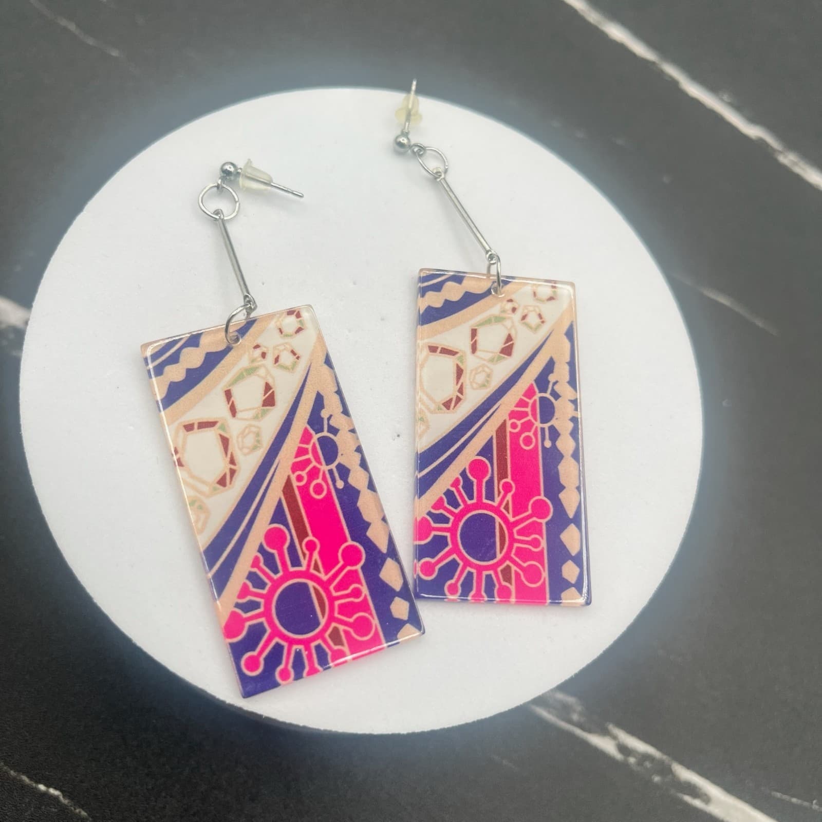 Vintage Y2K Geometric Pattern Women's Dangle Earrings Classic Fashion Jewelry - Thumbnail 11