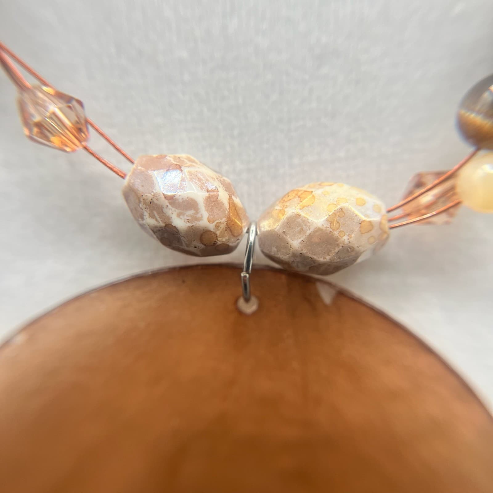 Vintage Y2K Shell Disc Pendant Necklace Beaded Chunky Boho Statement Jewelry - Thumbnail 6