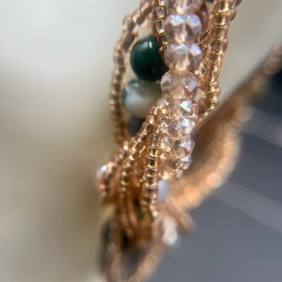 Vintage Y2K Multi-Strand Agate Natural Stone Bracelet Seed Beads Boho Statement - Thumbnail 9