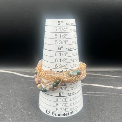 Vintage Y2K Multi-Strand Agate Natural Stone Bracelet Seed Beads Boho Statement - Thumbnail 11