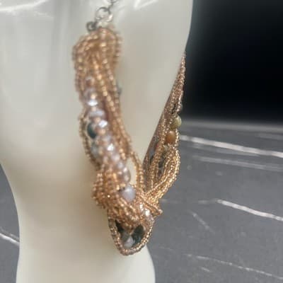 Vintage Y2K Multi-Strand Agate Natural Stone Bracelet Seed Beads Boho Statement - Thumbnail 3