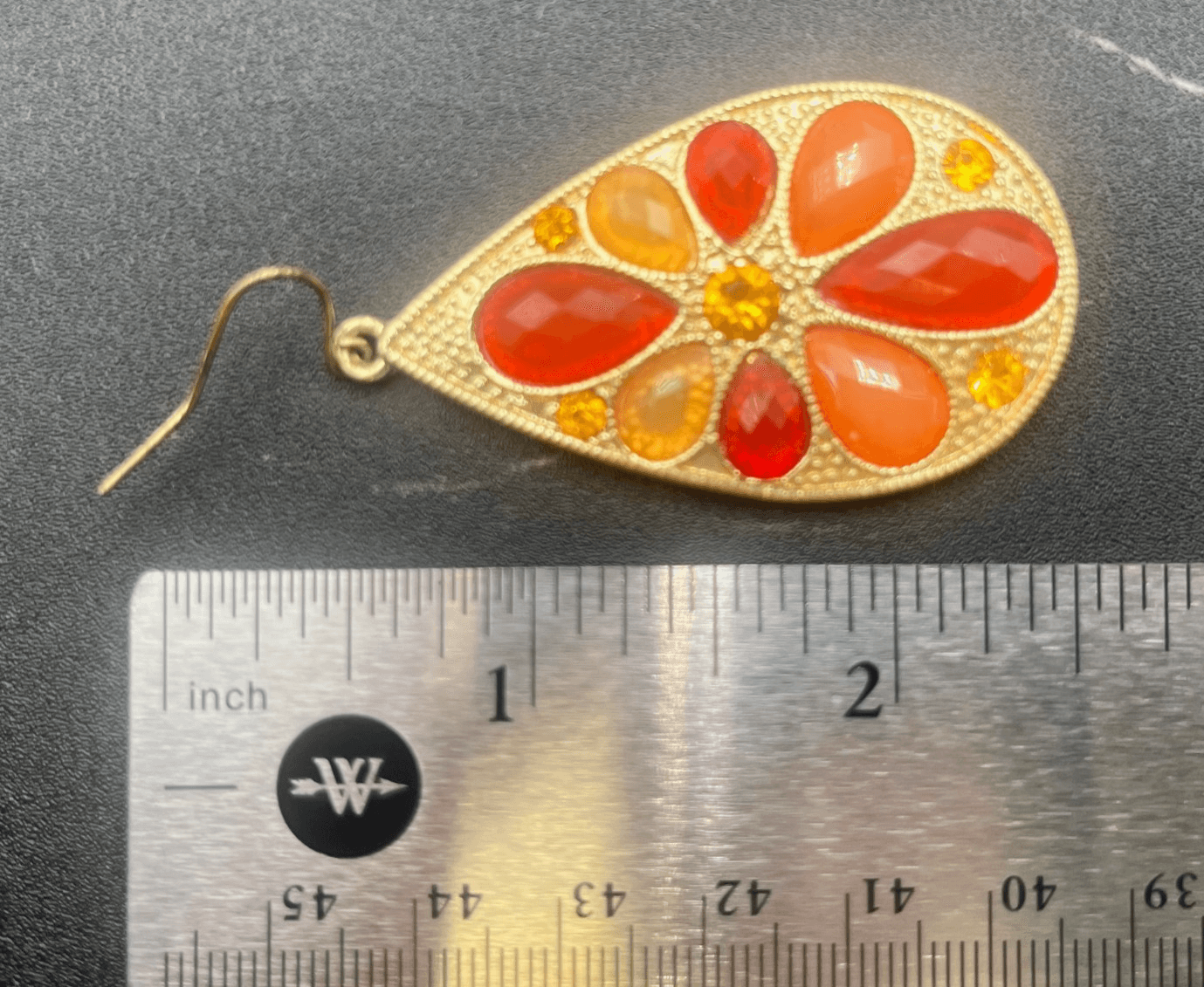 Vintage Teardrop Dangle Earrings Jewelry Hook Rhinestones Gold Tone Statement - Thumbnail 10
