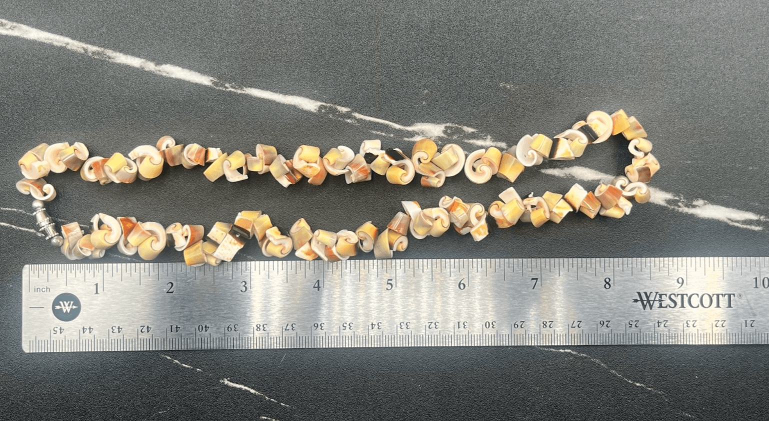 Vintage Real Shell Bead Spiral Heishi Necklace Choker Tan Brown Coastal Beach - Thumbnail 8
