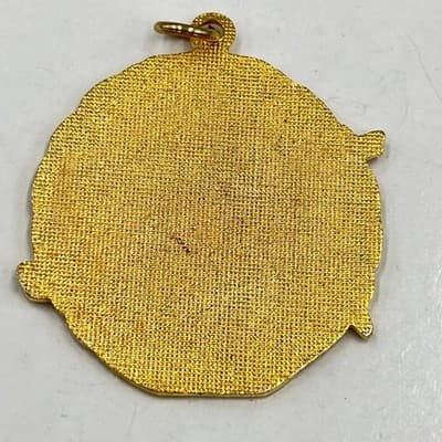 Vintage Gold Tone Gymnastics Medal Pendant Blue Red White Enamel Laurels Wreath - Thumbnail 5