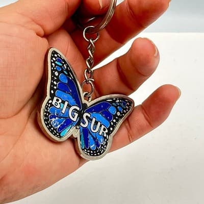 Big Sur Blue Butterfly Keychain Enamel California Souvenir Nature Travel Gift - Thumbnail 6