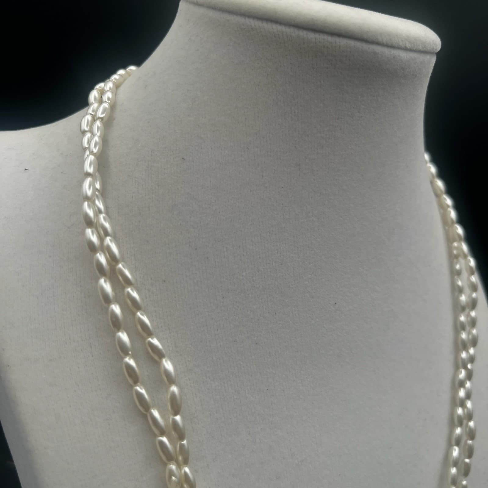 Vintage Y2K Double Strand White Rice Seed Bead Necklace Women's jewellery - Thumbnail 7