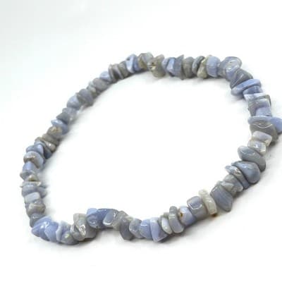 Vintage Blue Lace Agate Tumbled Stone Chip Necklace Boho Gypsy Earthy Jewelry - Thumbnail 3