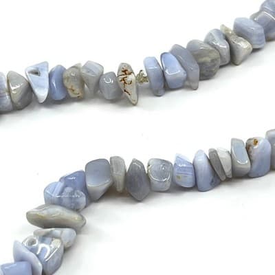 Vintage Blue Lace Agate Tumbled Stone Chip Necklace Boho Gypsy Earthy Jewelry - Thumbnail 6