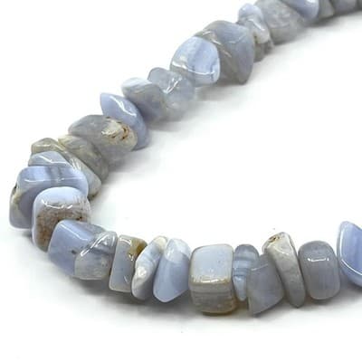 Vintage Blue Lace Agate Tumbled Stone Chip Necklace Boho Gypsy Earthy Jewelry - Thumbnail 5