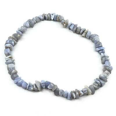 Vintage Blue Lace Agate Tumbled Stone Chip Necklace Boho Gypsy Earthy Jewelry - Thumbnail 2