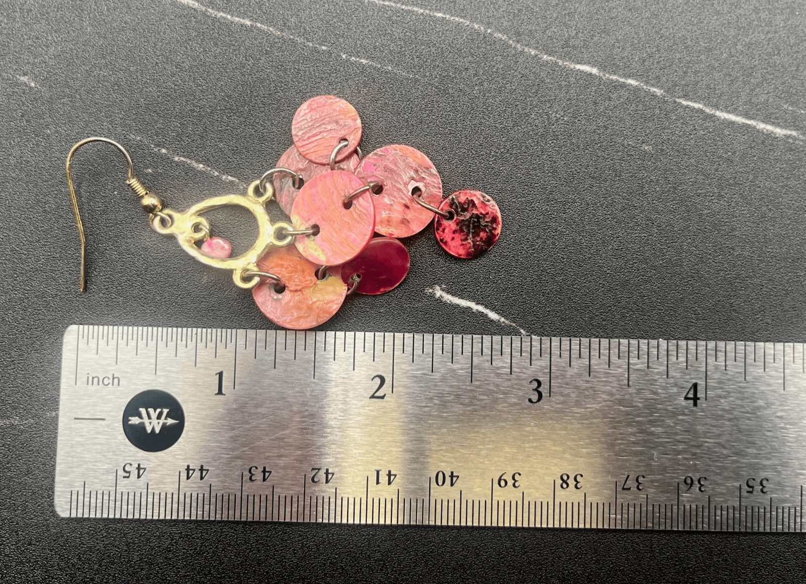 Vintage Y2K Dyed Shell Disc Chandelier Earrings Dangle Boho Fish Hook Jewelry - Thumbnail 11