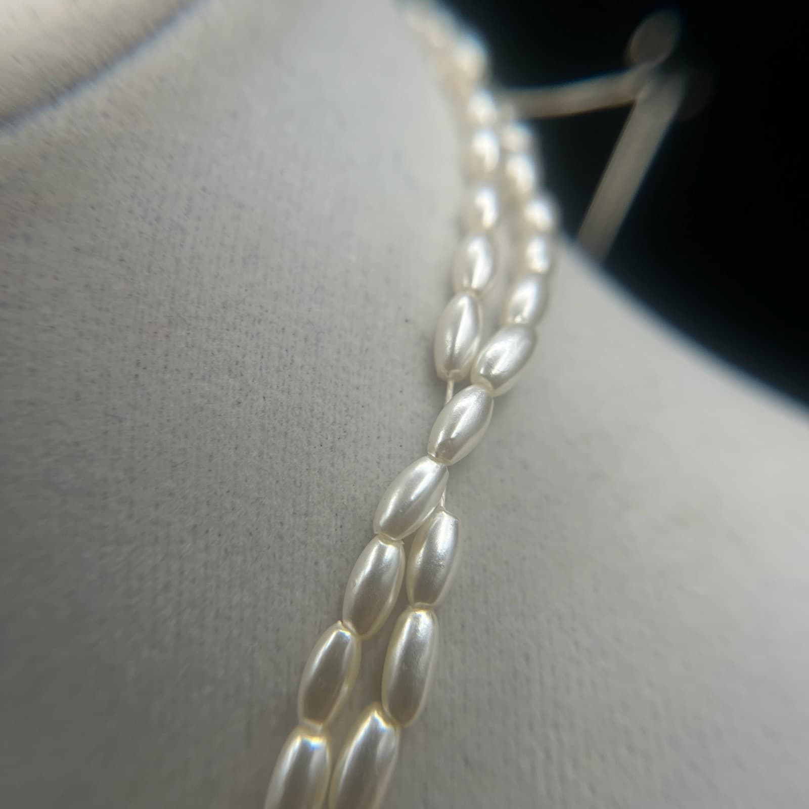 Vintage Y2K Double Strand White Rice Seed Bead Necklace Women's jewellery - Thumbnail 5