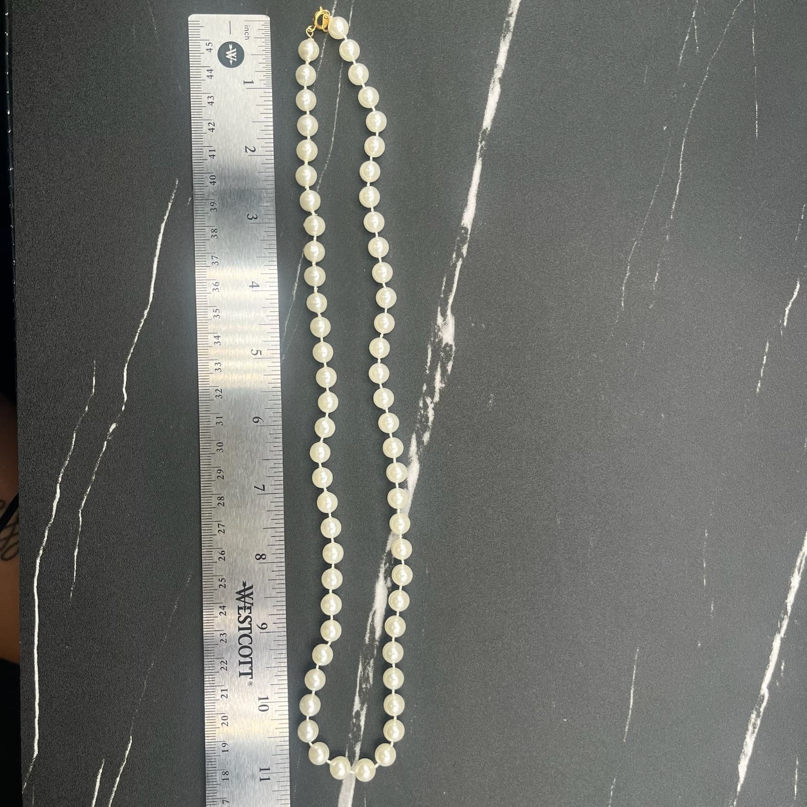 Vintage White Plastic Beads Necklace Spring Ring Clasp Women's jewellery 11" - Thumbnail 7
