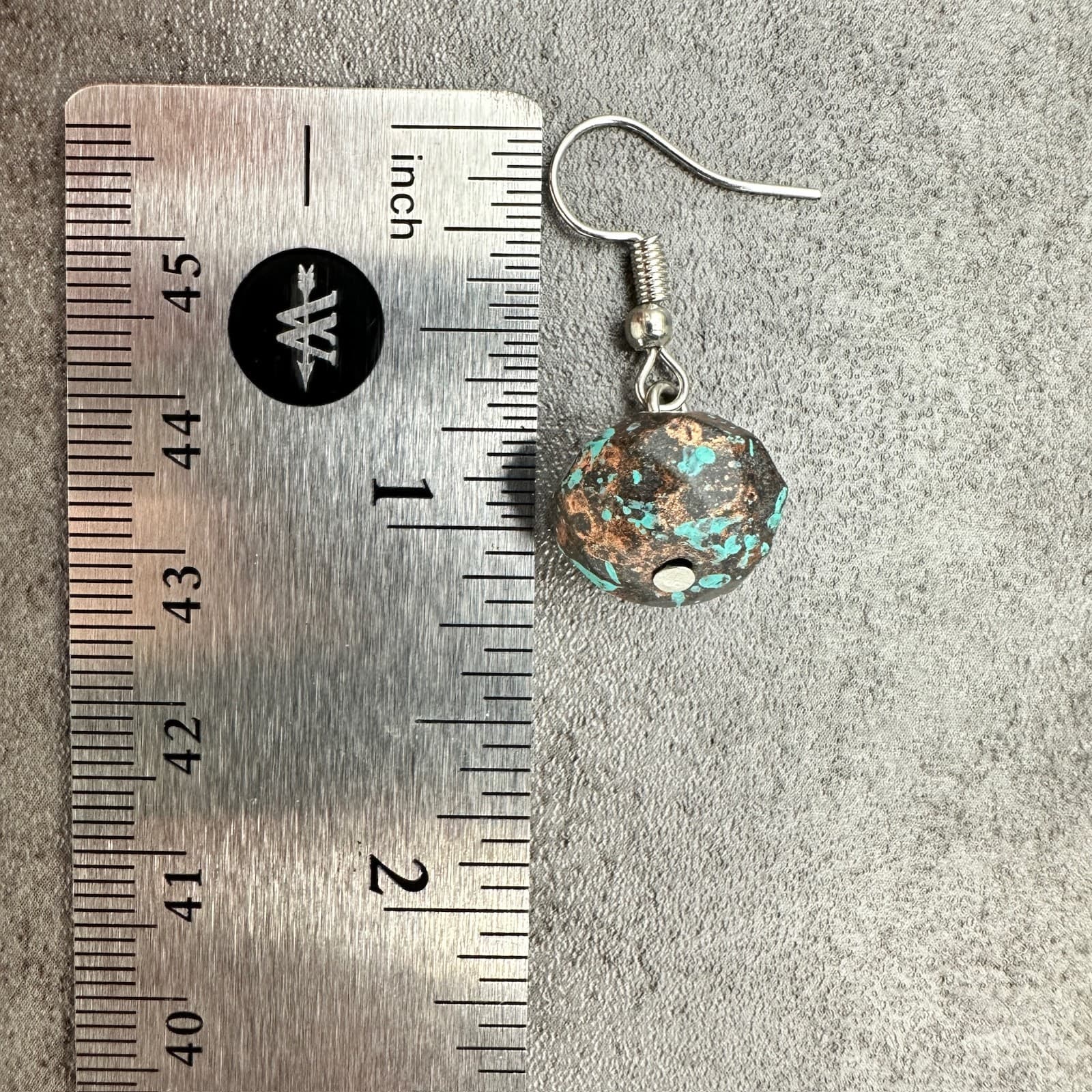 Vintage Y2K Turquoise Patina Rustic Metal Dangle Earrings Boho Artisan - Thumbnail 7