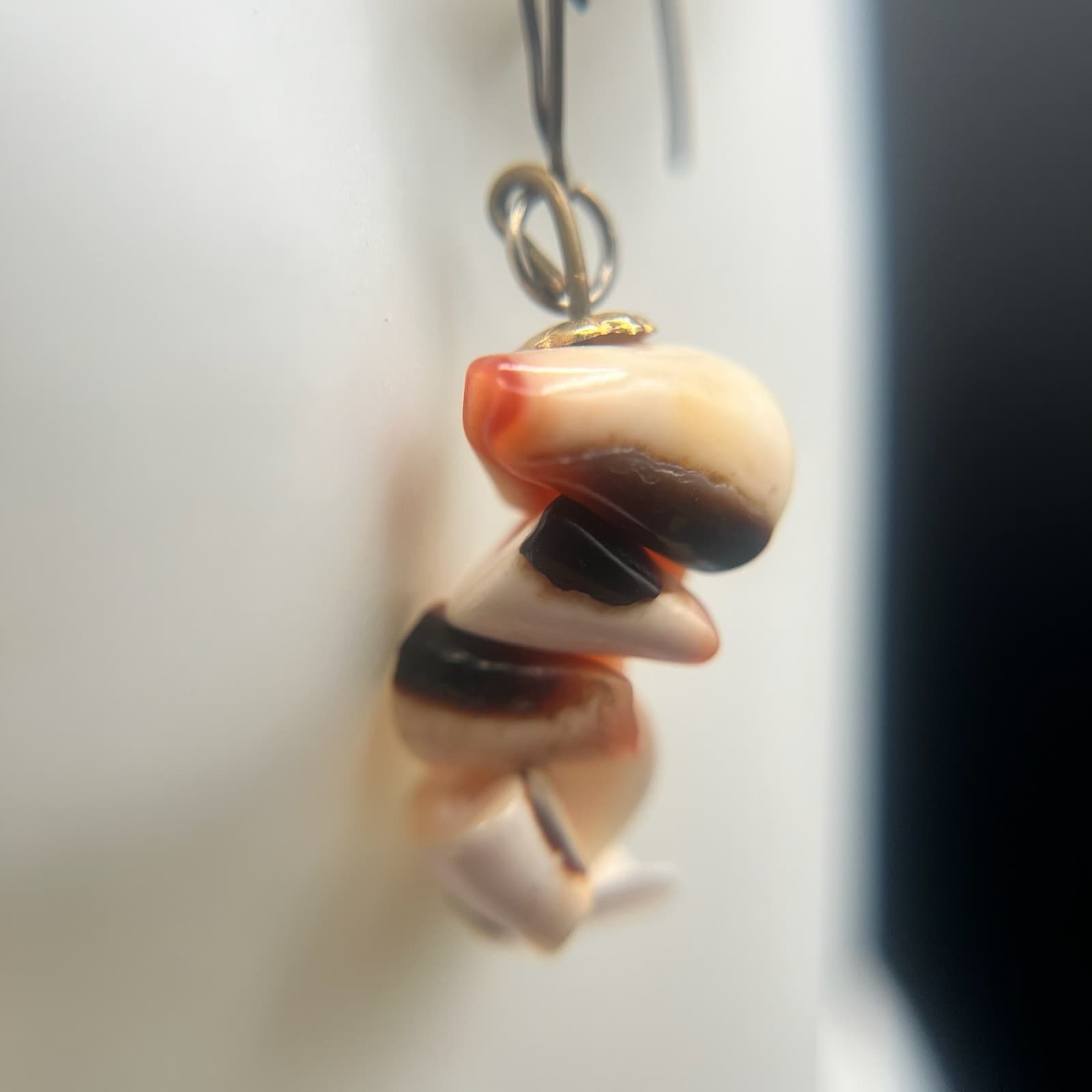 Vintage Y2K Natural Shell Chip Dangle Earrings Jewelry Beach Cowrie Fish Hook - Thumbnail 8