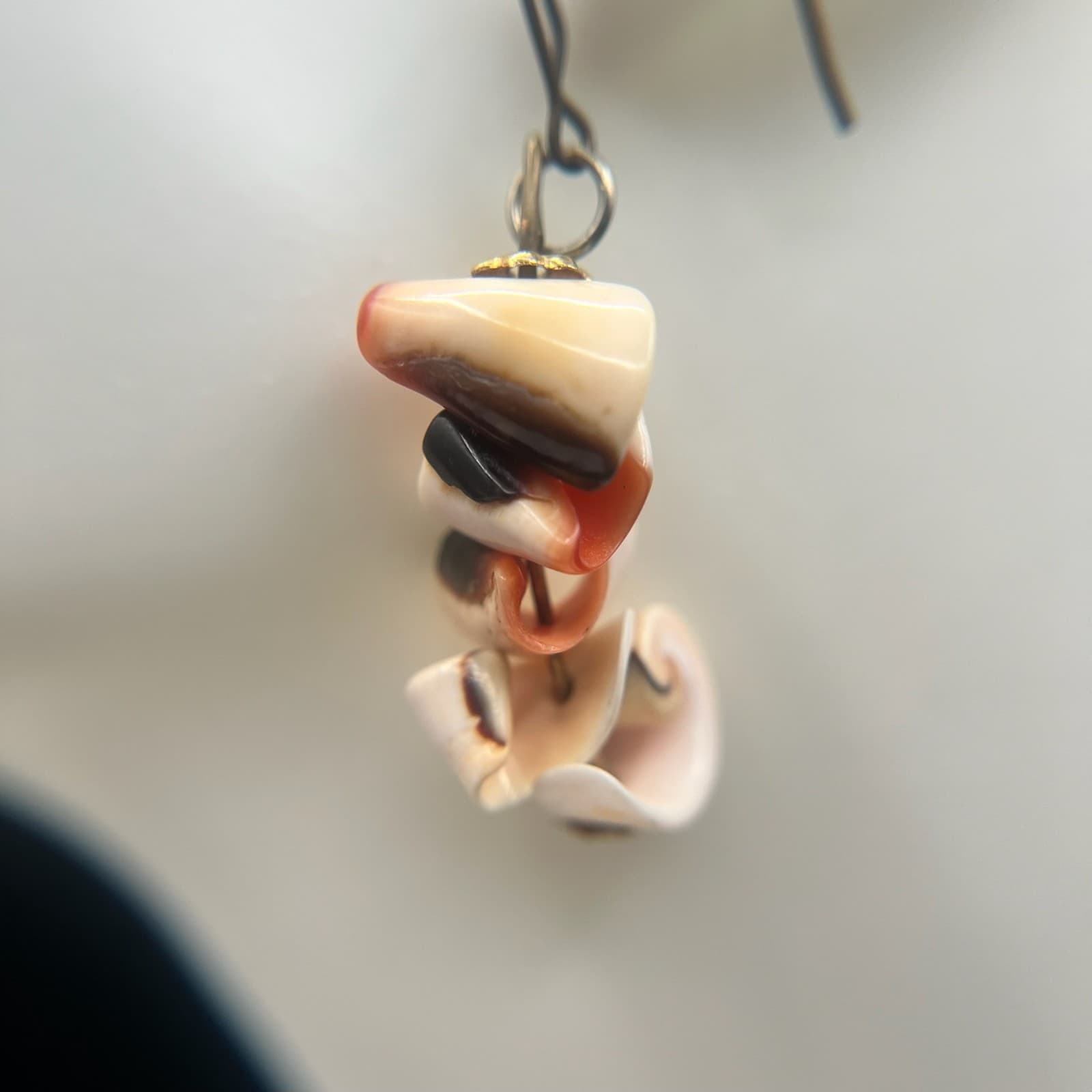 Vintage Y2K Natural Shell Chip Dangle Earrings Jewelry Beach Cowrie Fish Hook - Thumbnail 6