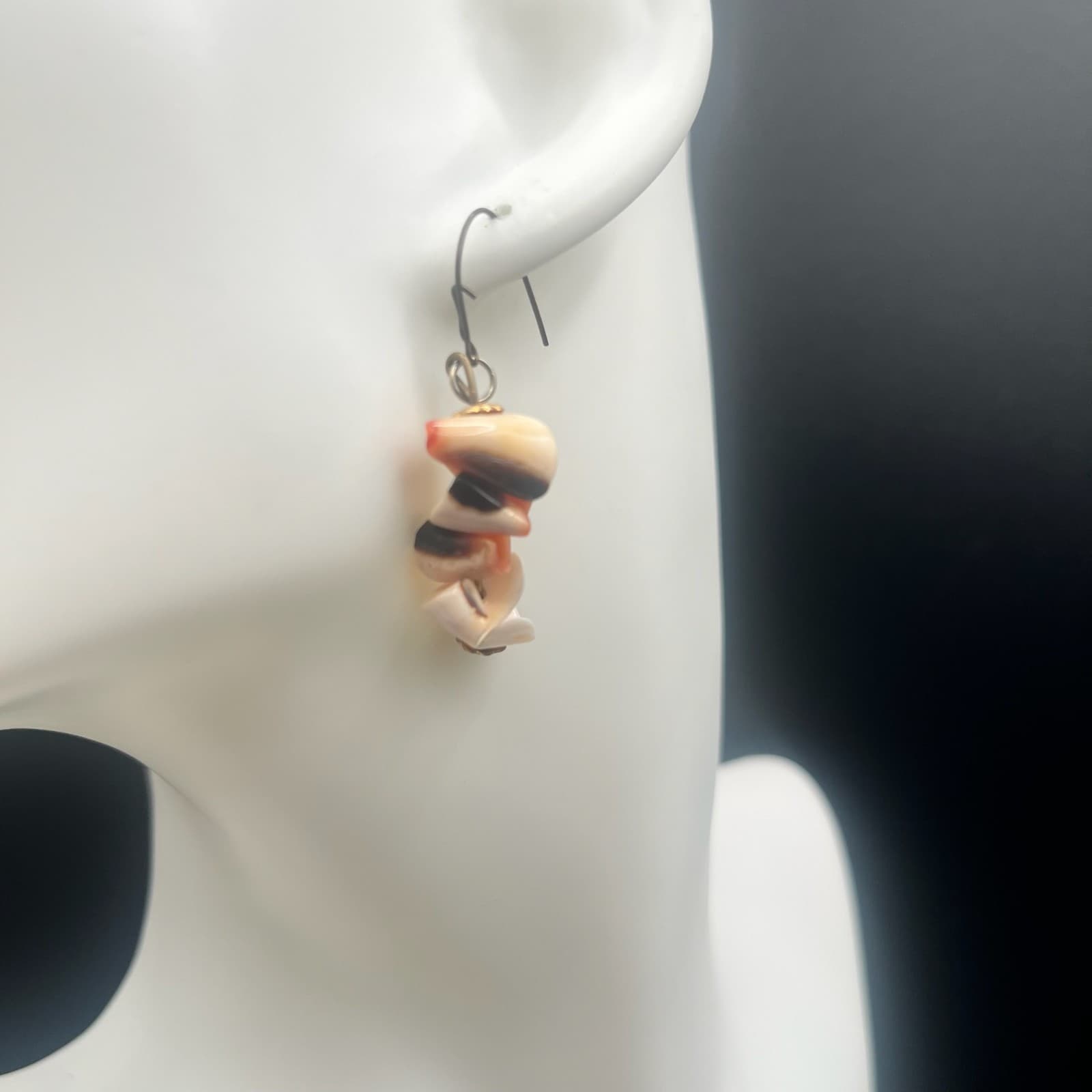 Vintage Y2K Natural Shell Chip Dangle Earrings Jewelry Beach Cowrie Fish Hook - Thumbnail 4