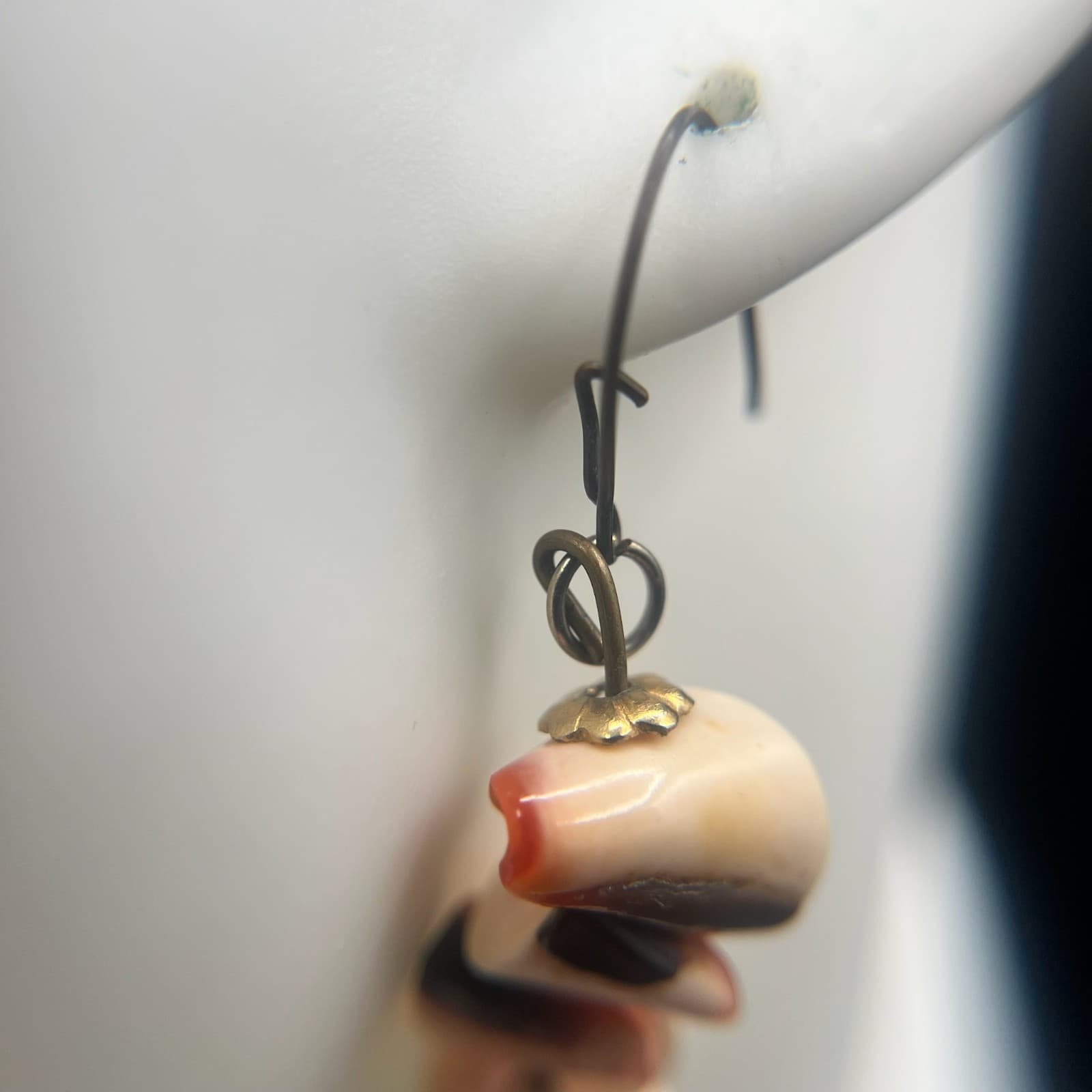 Vintage Y2K Natural Shell Chip Dangle Earrings Jewelry Beach Cowrie Fish Hook - Thumbnail 9
