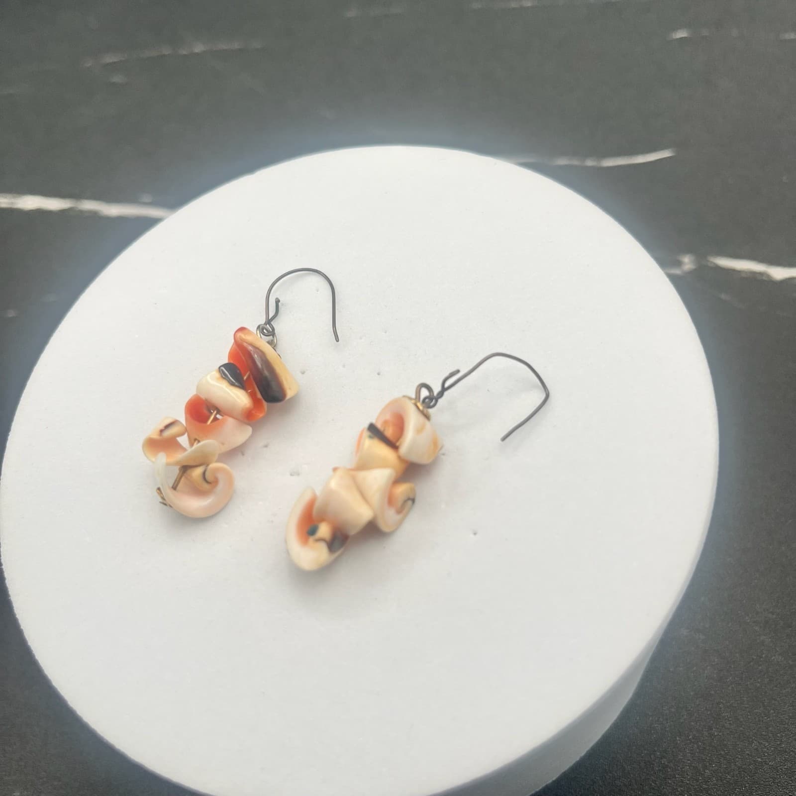 Vintage Y2K Natural Shell Chip Dangle Earrings Jewelry Beach Cowrie Fish Hook - Thumbnail 10