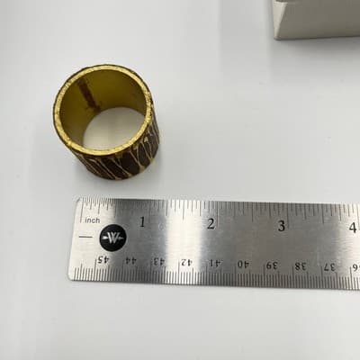 Vintage Kim Seybert Gold & Brown Wood Bark Texture Napkin Rings, Set of 4 - Thumbnail 5